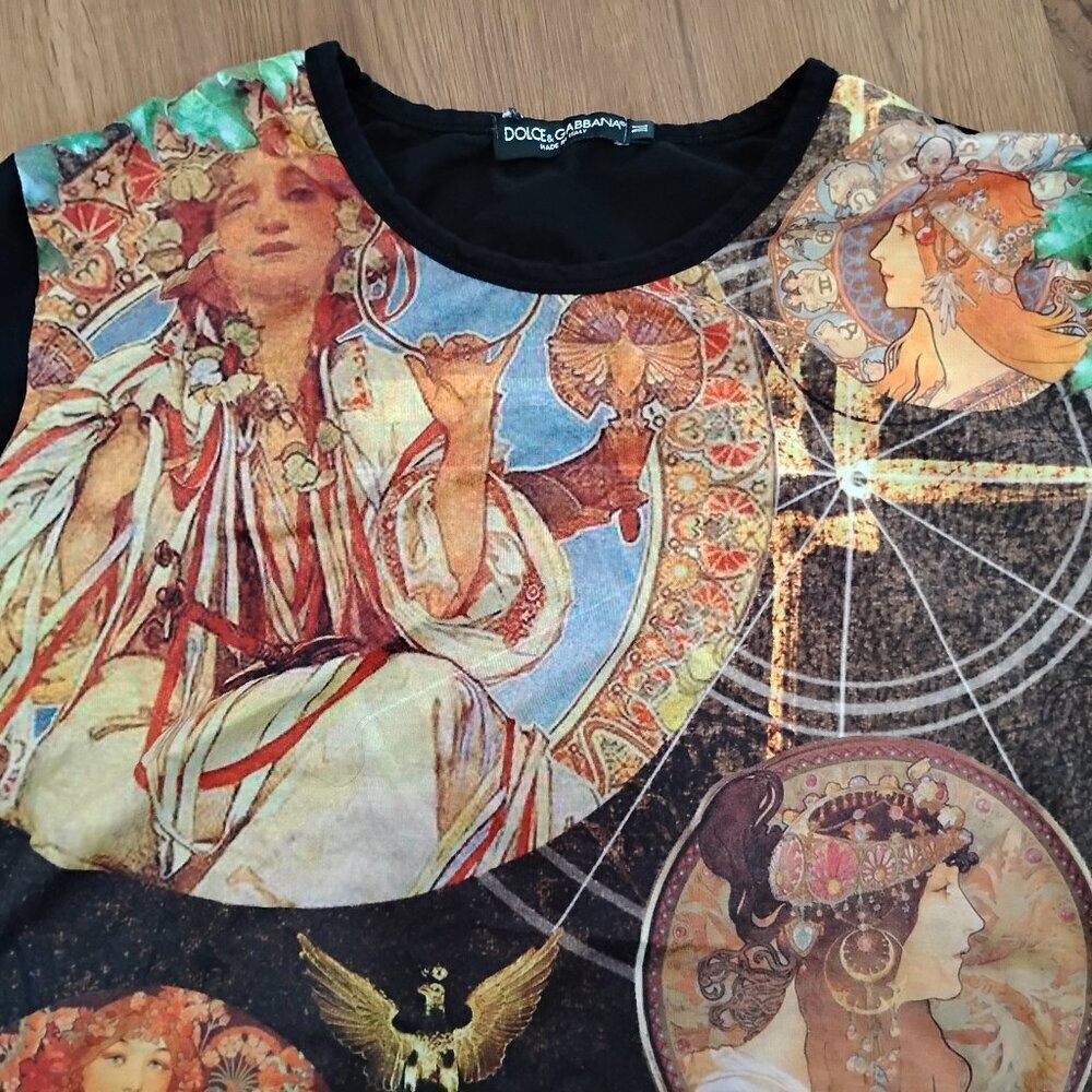 Dolce & Gabbana Black Multicolor Printed Women’s Tee